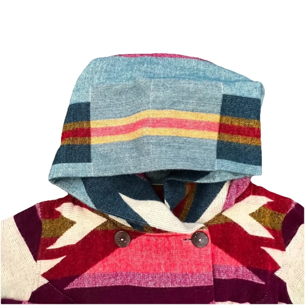 NTVES Jacket Geometric L Alpaca‎ Southwest Aztec Patchwork Ecuador Handmade Wool